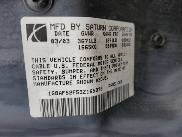 1G8AF52F53Z165876 - 2003 SATURN ION LEVEL BURGUNDY photo 10