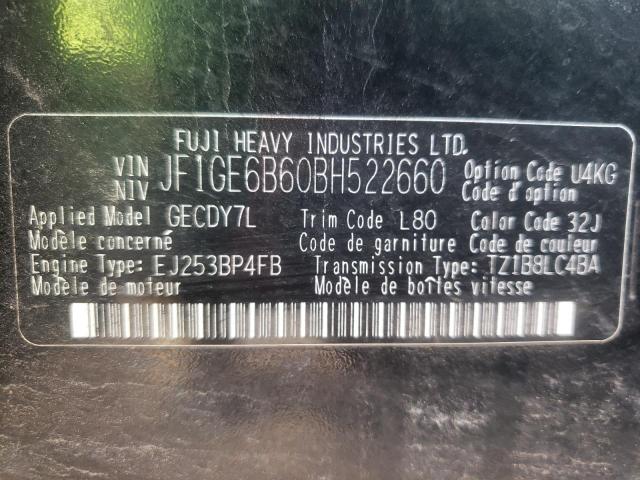 JF1GE6B60BH522660 - 2011 SUBARU IMPREZA 2. BLACK photo 10