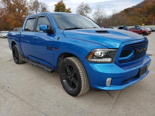 1C6RR6MT2JS195214 - 2018 RAM 1500 SPORT BLUE photo 1