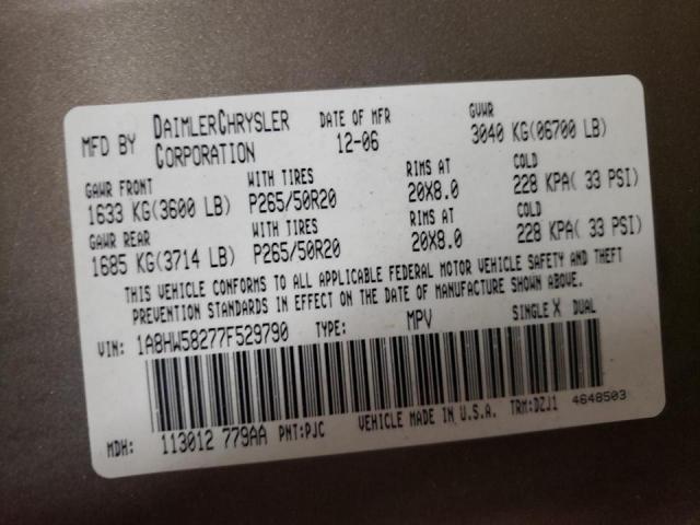 1A8HW58277F529790 - 2007 CHRYSLER ASPEN LIMI TAN photo 10