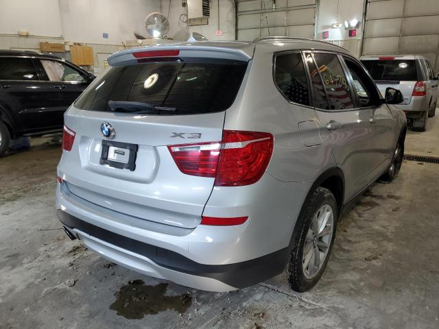 5UXWX9C56H0D99057 - 2017 BMW X3 XDRIVE2 SILVER photo 4