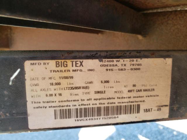 16VCX4934Y1520564 - 2000 UTILITY TRAILER შავი ფოტო 10