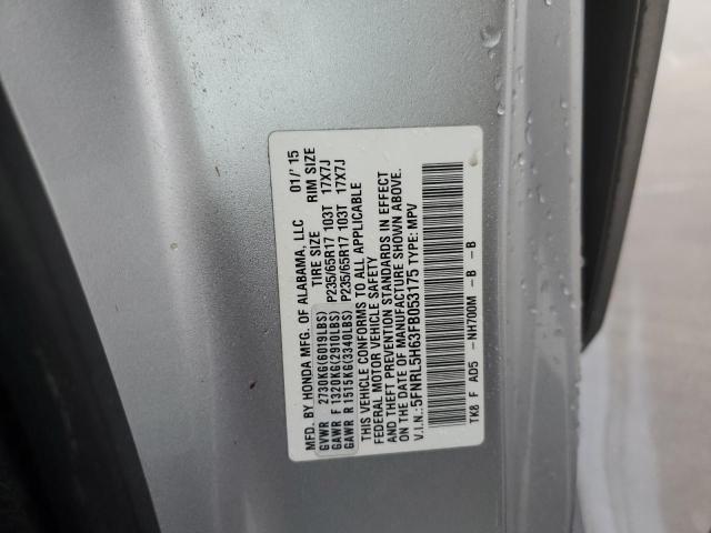 5FNRL5H63FB053175 - 2015 HONDA ODYSSEY EX SILVER photo 10