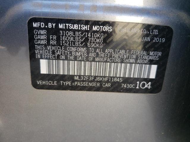 ML32F3FJ6KHF11845 - 2019 MITSUBISHI MIRAGE G4 GRAY photo 12