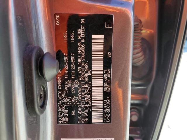 JTJDARBZ9L2176114 - 2020 LEXUS NX 300 GRAY photo 10