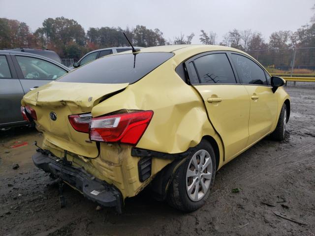 KNADM4A36G6554511 - 2016 KIA RIO LX YELLOW photo 4