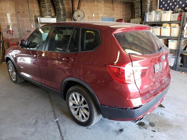 5UXWX9C58E0D30673 - 2014 BMW X3 XDRIVE2 BURGUNDY photo 3