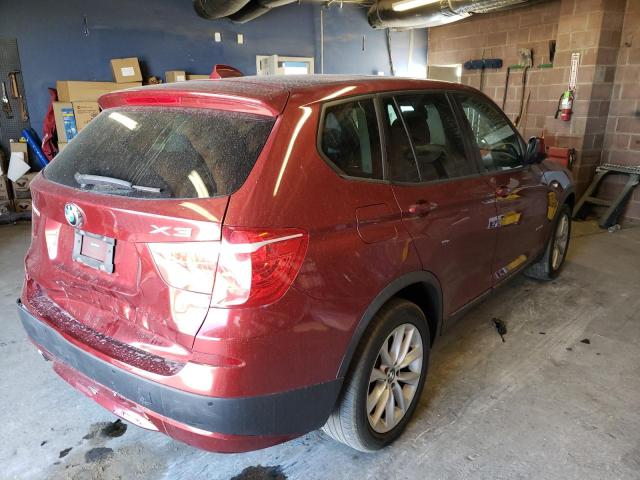 5UXWX9C58E0D30673 - 2014 BMW X3 XDRIVE2 BURGUNDY photo 4