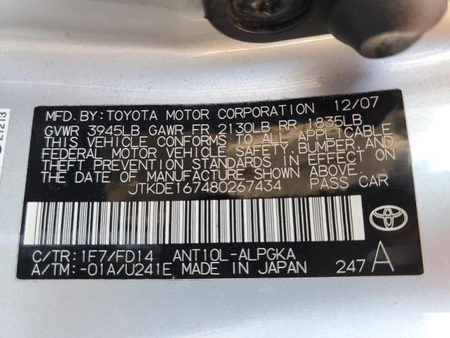 JTKDE167480267434 - 2008 SCION TC SILVER photo 10