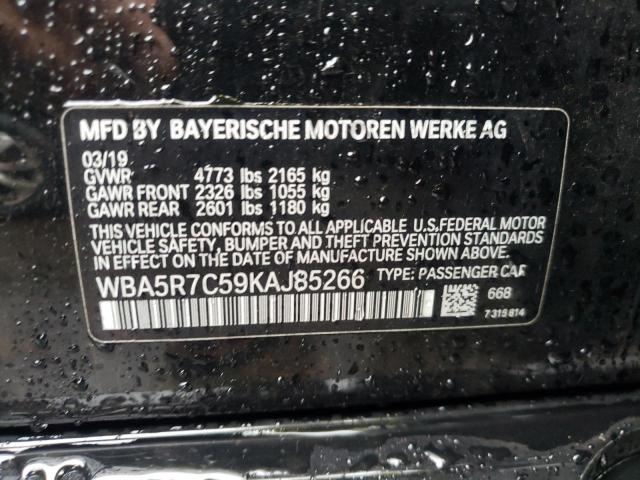 WBA5R7C59KAJ85266 - 2019 BMW 330XI BLACK photo 10