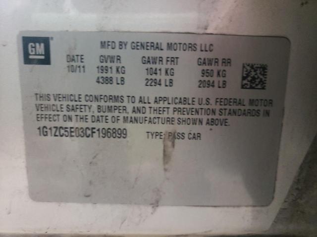 1G1ZC5E03CF196899 - 2012 CHEVROLET MALIBU 1LT 银色 照片 10