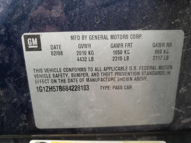 1G1ZH57B684228103 - 2008 CHEVROLET MALIBU 1LT 蓝色 照片 10