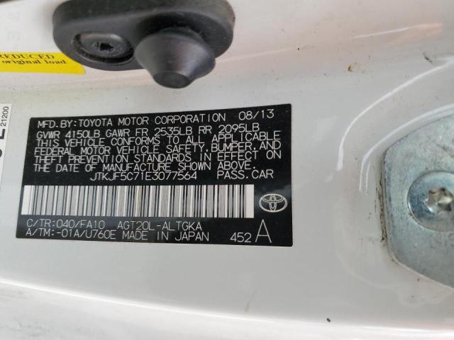 JTKJF5C71E3077564 - 2014 TOYOTA SCION TC WHITE photo 10