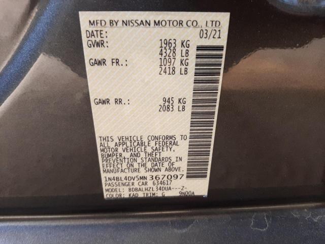 1N4BL4DV5MN367097 - 2021 NISSAN ALTIMA SV CHARCOAL photo 12