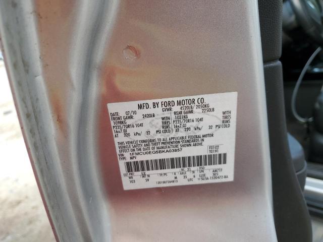 1FMCU0EG5BKA03857 - 2011 FORD ESCAPE LIM SILVER photo 10