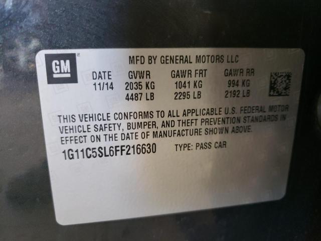 1G11C5SL6FF216630 - 2015 CHEVROLET MALIBU 1LT 灰色 照片 10