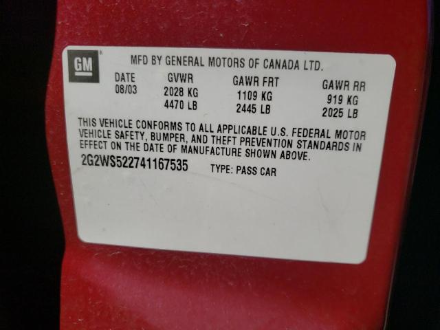 2G2WS522741167535 - 2004 PONTIAC GRAND PRIX წითელი ფოტო 10