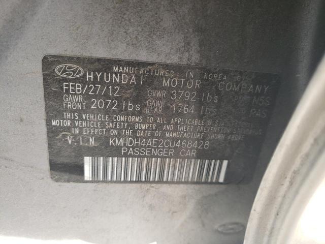 KMHDH4AE2CU468428 - 2012 HYUNDAI ELANTRA GL SILVER photo 10