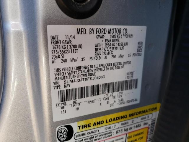 5LMJJ3JT0FEJ04083 - 2015 LINCOLN NAVIGATOR 银色 照片 10