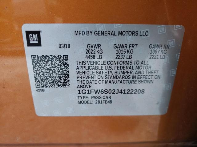 1G1FW6S02J4122208 - 2018 CHEVROLET BOLT EV LT ORANGE photo 10