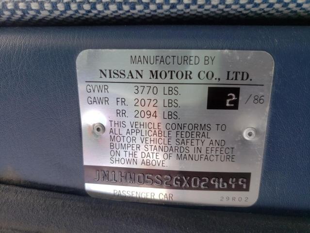 JN1HM05S2GX029649 - 1986 NISSAN STANZA BLUE photo 10