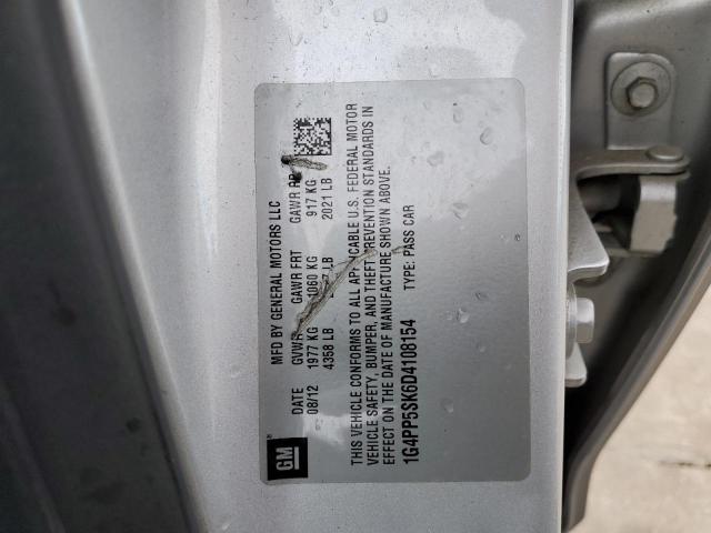 1G4PP5SK6D4108154 - 2013 BUICK VERANO SILVER photo 10