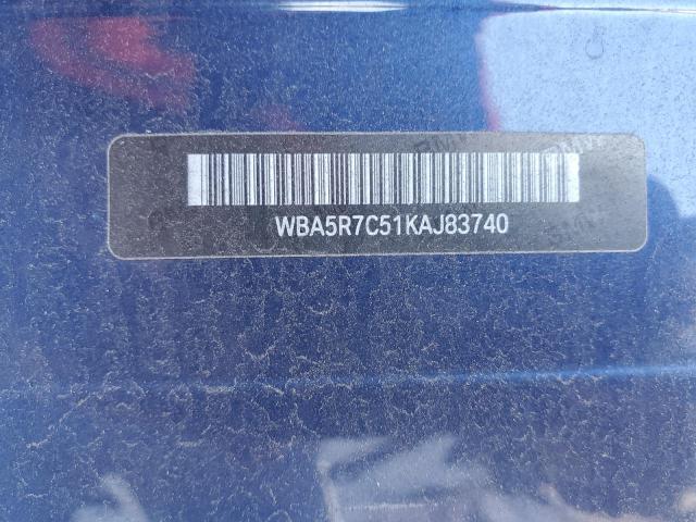 WBA5R7C51KAJ83740 - 2019 BMW 330XI BLUE photo 10