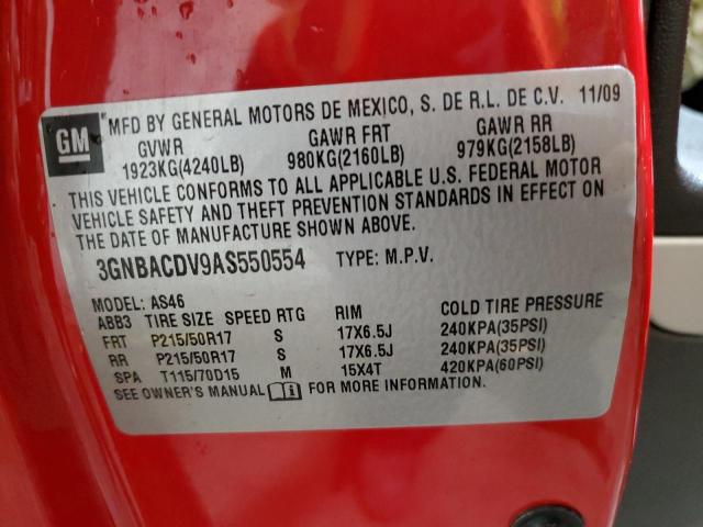 3GNBACDV9AS550554 - 2010 CHEVROLET HHR LT RED photo 10