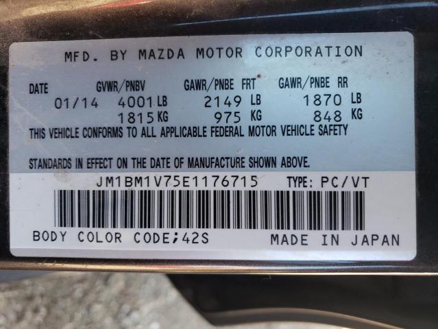 JM1BM1V75E1176715 - 2014 MAZDA 3 TOURING GRAY photo 10