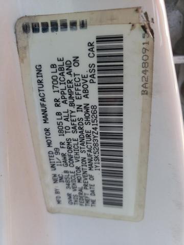 1Y1SK5283YZ415268 - 2000 CHEVROLET GEO PRIZM თეთრი ფოტო 10