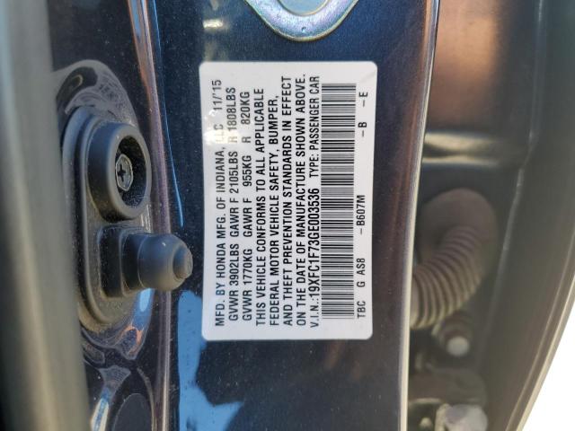 19XFC1F73GE003536 - 2016 HONDA CIVIC EXL Mavi foto 10
