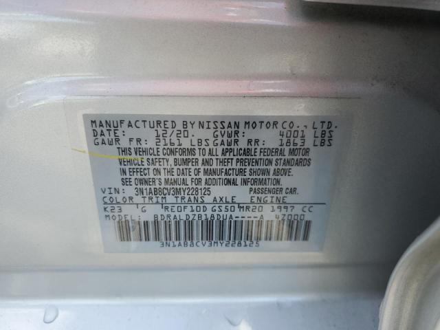 3N1AB8CV3MY228125 - 2021 NISSAN SENTRA SV SILVER photo 10