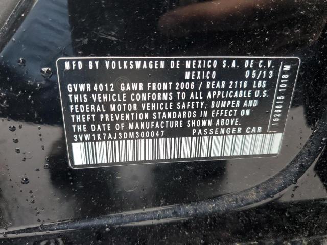 3VW1K7AJ3DM300047 - 2013 VOLKSWAGEN JETTA BASE BLACK photo 10