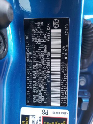 4T1BF1FK0GU566759 - 2016 TOYOTA CAMRY /LE/ BLUE photo 10