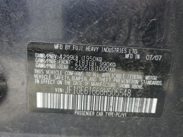 JF1GE61668H505548 - 2008 SUBARU IMPREZA 2. GRAY photo 10