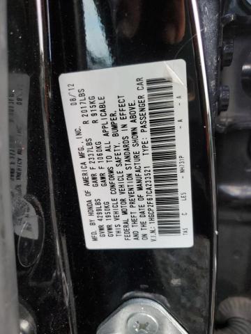 1HGCP2F67CA233521 - 2012 HONDA ACCORD SE BLACK photo 10