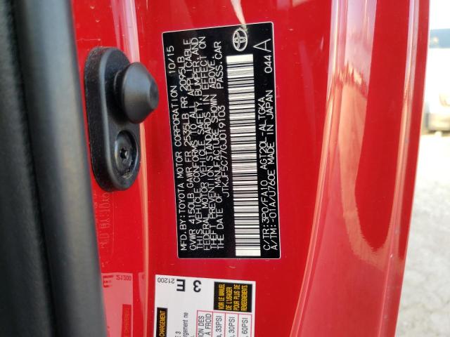 JTKJF5C77GJ019103 - 2016 TOYOTA SCION TC წითელი ფოტო 10