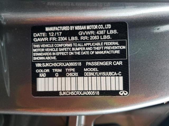 SJKCH5CRXJA060518 - 2018 INFINITI QX30 BASE GRAY photo 10