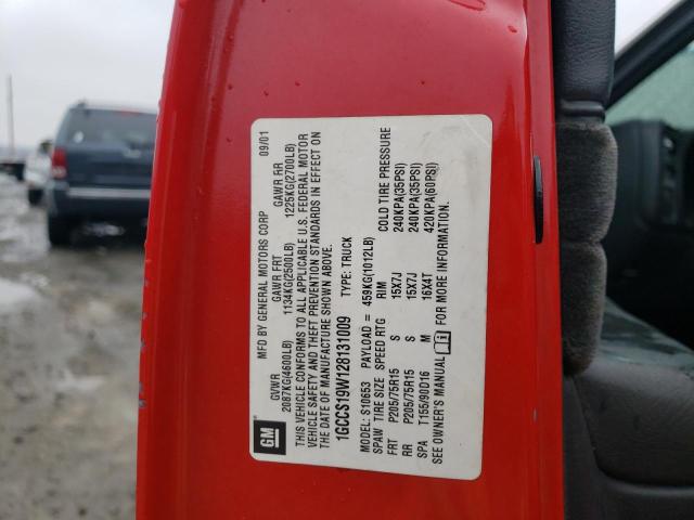 1GCCS19W128131009 - 2002 CHEVROLET S TRUCK S1 RED photo 10