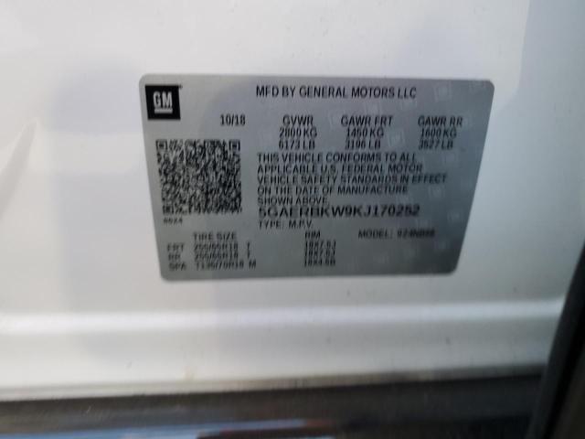 5GAERBKW9KJ170252 - 2019 BUICK ENCLAVE ES WHITE photo 10
