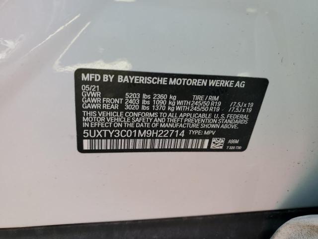 5UXTY3C01M9H22714 - 2021 BMW X3 SDRIVE3 WHITE photo 10