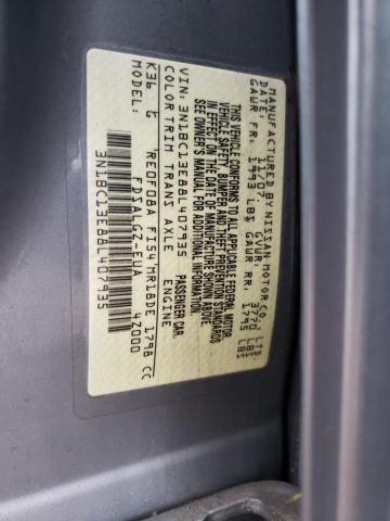 3N1BC13E88L407935 - 2008 NISSAN VERSA SILVER photo 10