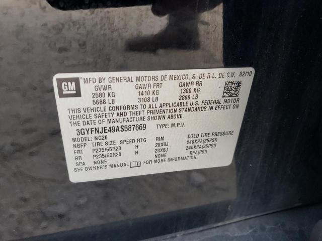 3GYFNJE49AS587669 - 2010 CADILLAC SRX PERFOR 黑色 照片 10