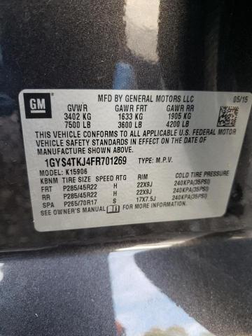 1GYS4TKJ4FR701269 - 2015 CADILLAC ESCALADE E CHARCOAL photo 10