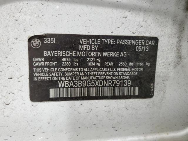 WBA3B9G5XDNR79139 - 2013 BMW 335 XI WHITE photo 10