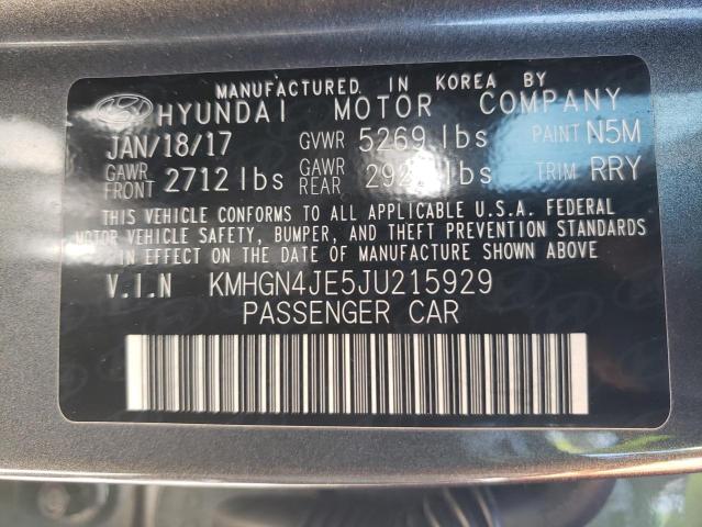 KMHGN4JE5JU215929 - 2018 GENESIS G80 BASE GRAY photo 10