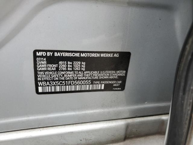 WBA3X5C51FD560055 - 2015 BMW 328 XIGT GRAY photo 10