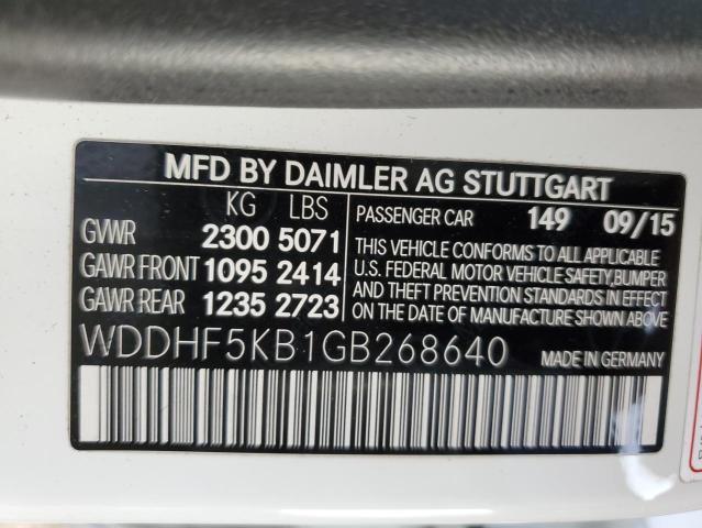 WDDHF5KB1GB268640 - 2016 MERCEDES-BENZ E 350 WHITE photo 10