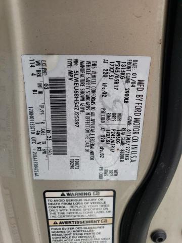 5LMEU68H54ZJ25397 - 2004 LINCOLN AVIATOR 米色 照片 10