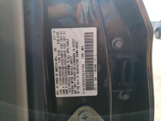 5J8TB3H33EL014764 - 2014 ACURA RDX BROWN photo 10